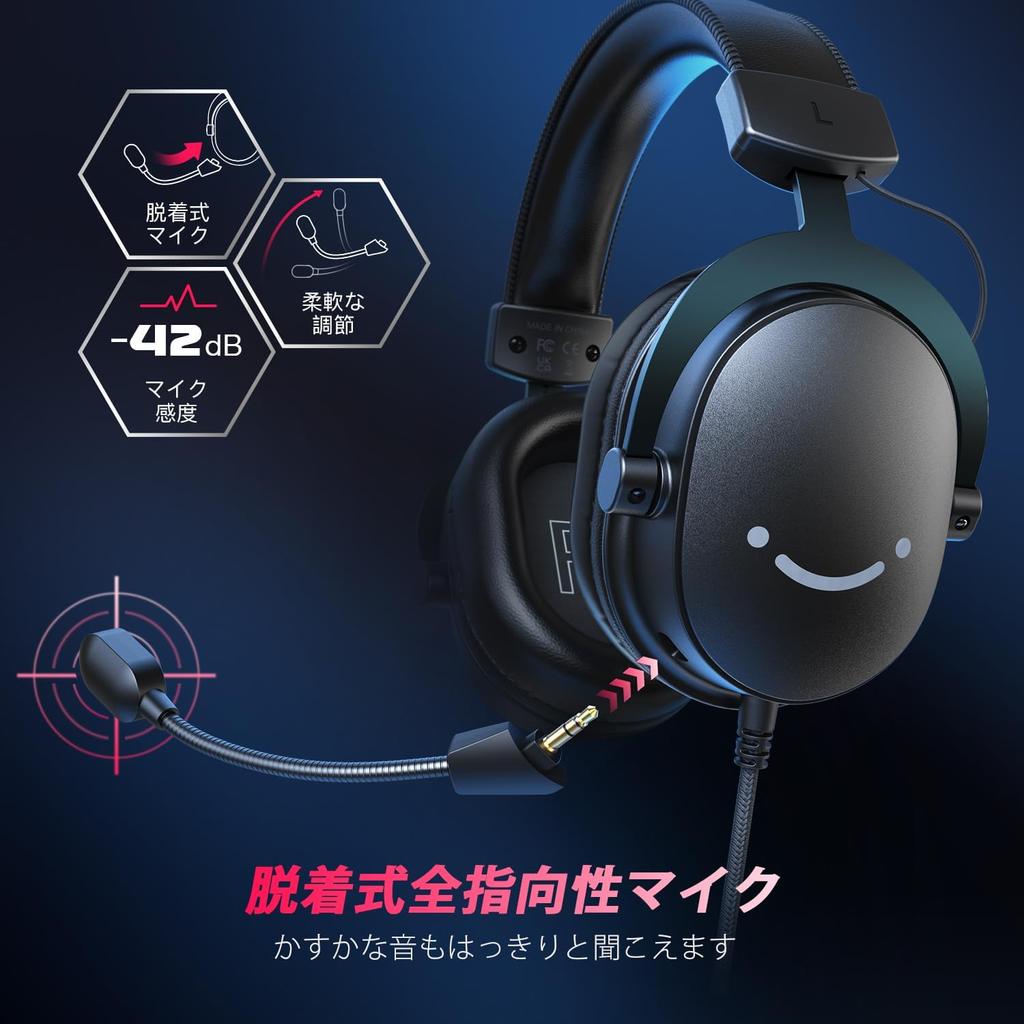 FIFINE AmpliGame H9 Gaming Surround 50mm Detachable Omnidirectional Compatible with Nintendo and Adjustable for Game Streaming and Live Black Headset,