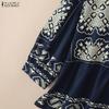 ZANZEA Women Bohemian Print Casual V-Neck 3/4 Sleeve Loose Blouse