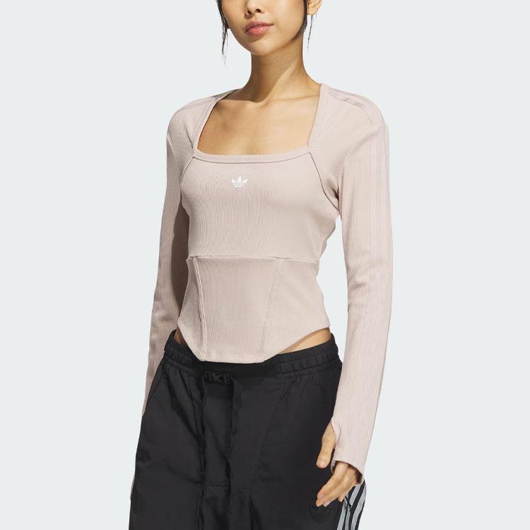 Adidas Originals Trefoil Corset Long Sleeve Tee Women Tops Miracle-Grey-Brown IX1911