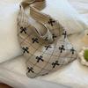 Bow Knitted Women's Eco Korean Foldable Tote Bag Y2K Crochet Rope Sweet Knitting Shoulder Bag