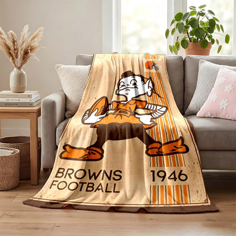 Cleveland Browns Blanket Flannel Blanket Soft Cozy Plush Throw for Sofa Bed Lightweight Home Decoration