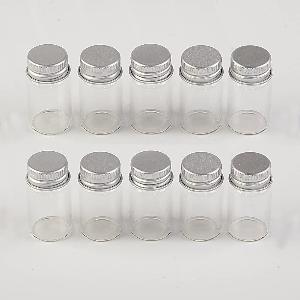 Hoshiumi Glass Miniature Glass Small Bottles for with Spiral Aluminum 22 x 40 7 Set of 10 Bottles, Bottles, Trinkets, Lids, Airtight, mm, ml,