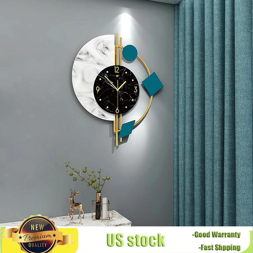 Small Quartz Wall Mounted Clock with 9.45-inch Large Dial, Modern Geometric Shape Home Decorfor Living Room, Entrance & Bedroom