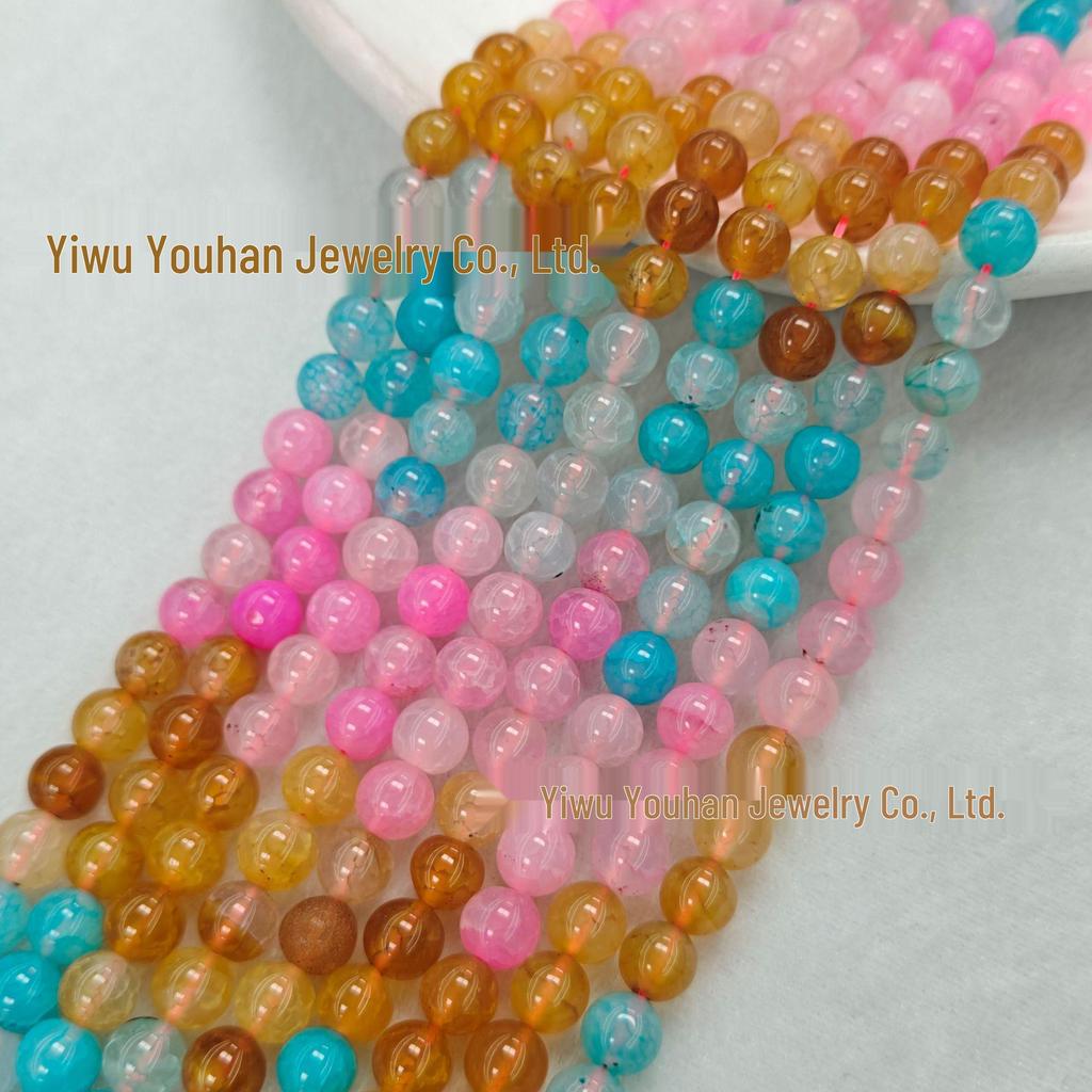 Natural White Stone Enhanced 6-10mm Round Beads String for Three-Color Alxa Bracelet Necklace Accessories
