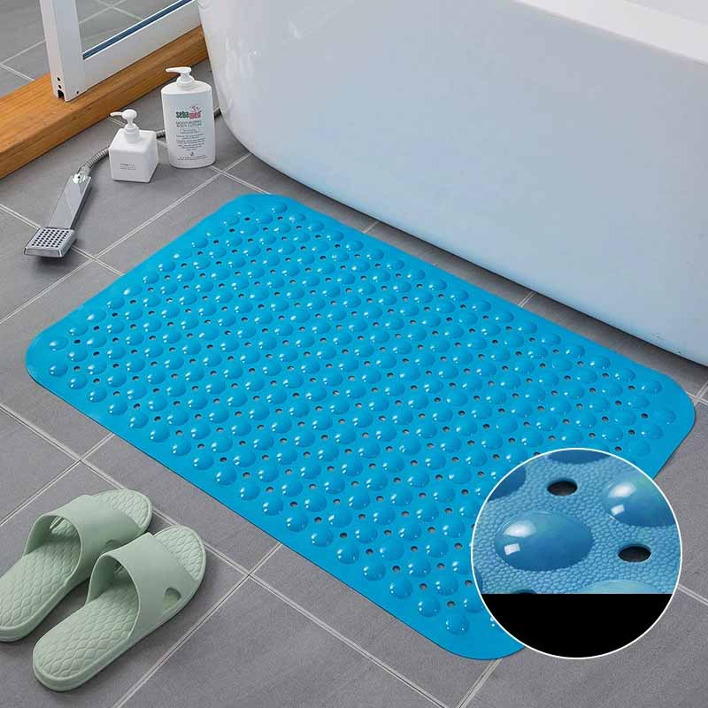 PVC Non-Slip Bath Mat with Suction Cups Shower Bathtub Mat Anti-Fatigue Bathroom Floor Mat Massage Foot Pad