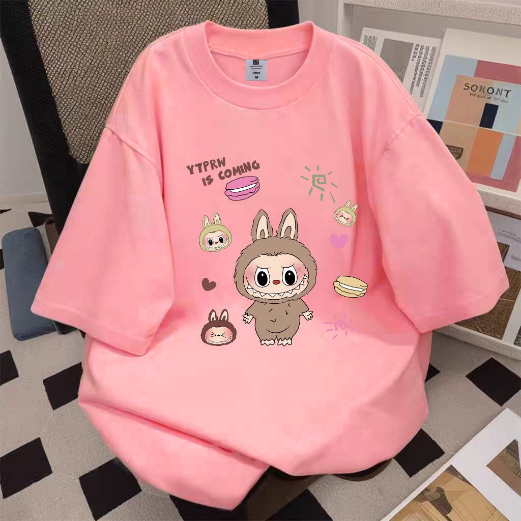 HOT SALES POPMART LABUBU Clothes Summer Unisex T-shirt 100%Cotton high quality Round Neck Short Sleeve Shirt Top korean Style Shirt