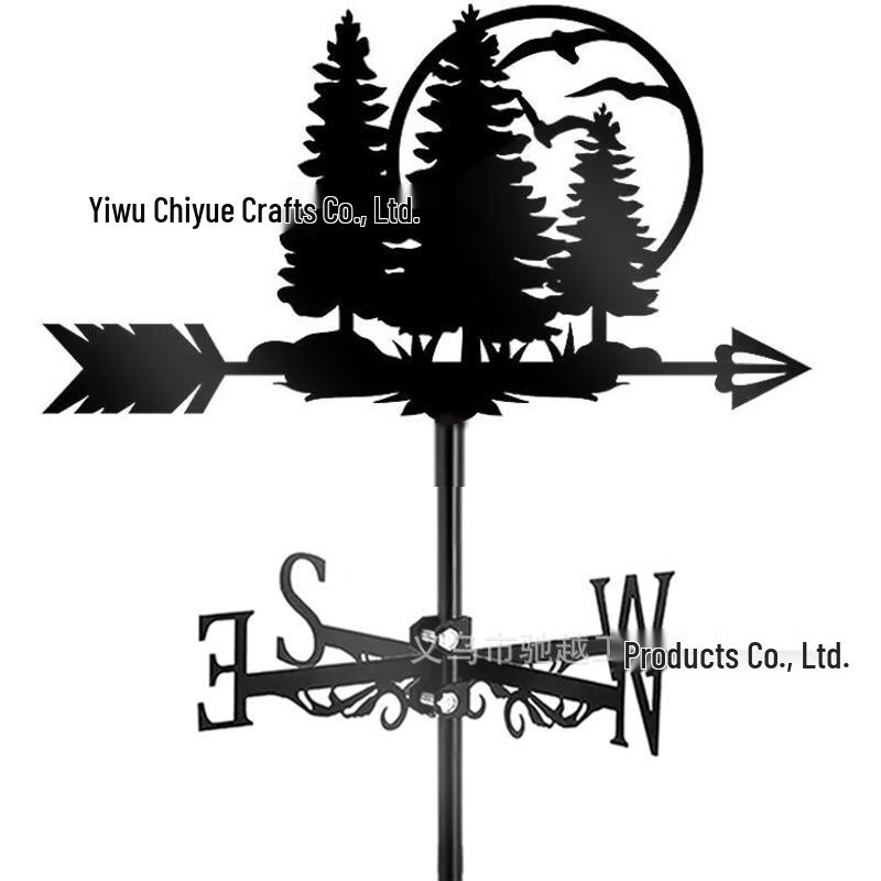 Weather Vane Ornament: Outdoor Wrought Iron Spray-Painted Roof Decoration Metal Craft