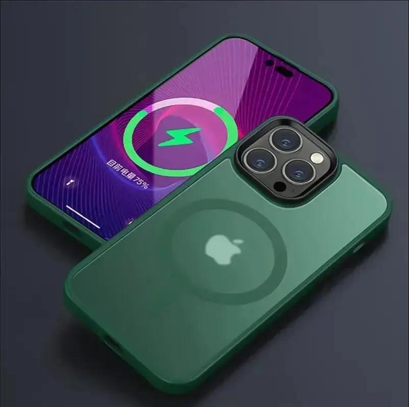 Luxury Matte Translucent Frosted Case For iPhone 17 16 15 14 13 12 Pro Max Plus Magnetic Funda For Magsafe Wireless Charge Cover