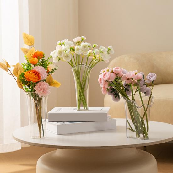 Transparent Plastic Flower Vase Heavy Duty Flower Holder Container Home Office Table Centerpiece Decorative Floral Plants Vase
