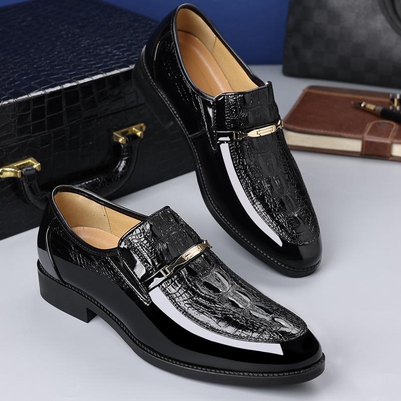 Luxury Men Dress Shoes Crocodile Leather Business Casual Shoes for Men Wedding Party Shoes High Quality Slip on Loafers Big Size