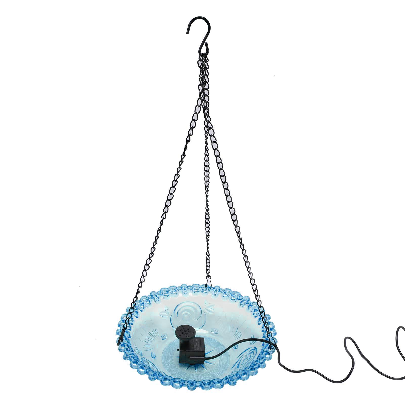Bird Bath Fountain for Outdoor Plastic Hanging USB Powered   Feeder Water Fountain Bird Bath for Garden Yard Patio Lawn