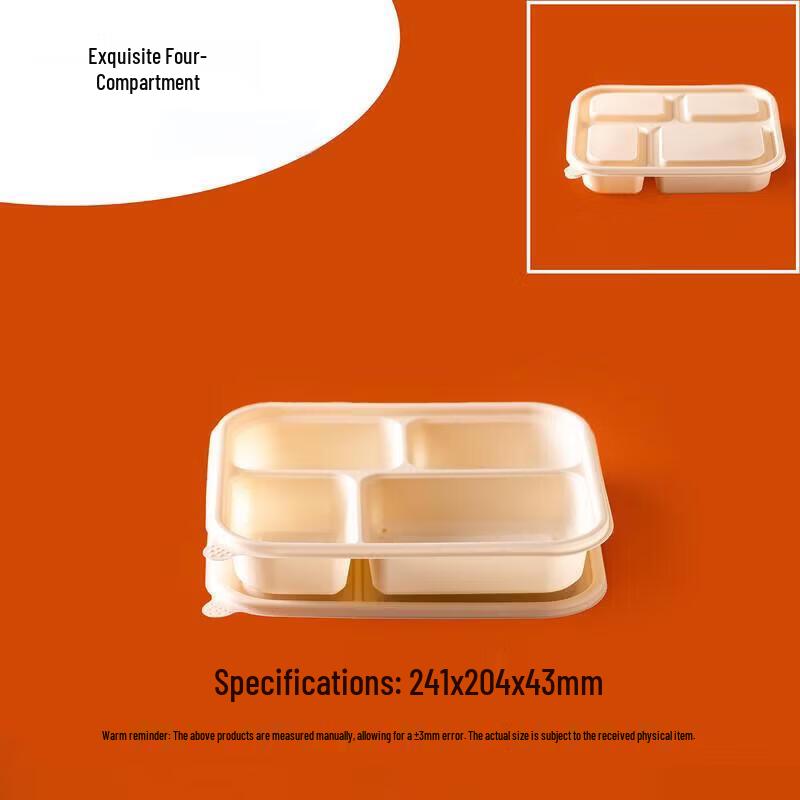 

Biodegradable Corn Starch 4-Compartment Meal Prep Containers with Lids, 50-Pack