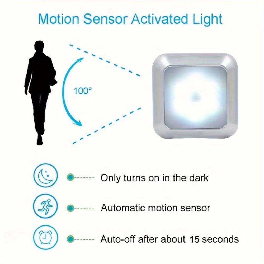1pc 6LED Wireless Motion Sensor Night Light, LED Wall Lamp for Bedroom, Corridor, Cabinet Under Light, Indoor Decoration(3 AAA, Not Included)