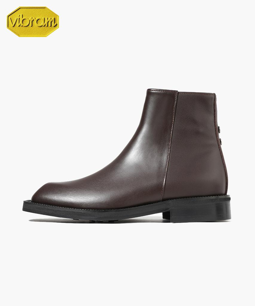 Firenze Atelier [Vibram] Volume Square Toe Standard Rubber Sole Zipper Boots 9420-Z [Brown Fg]
