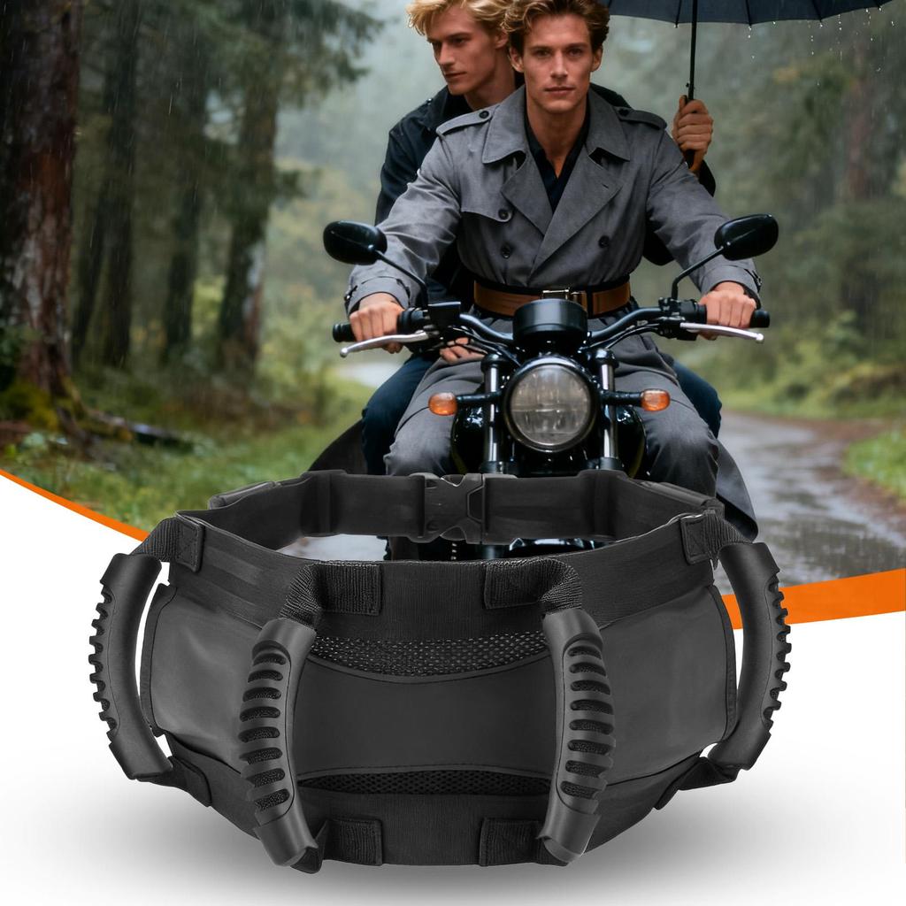 Motorcycle Backseat Handle Oxford Cloth Safety Strap Motorbike Waist Belt Back Seat Handle For Riders Kids Adults ATV Snowmobile
