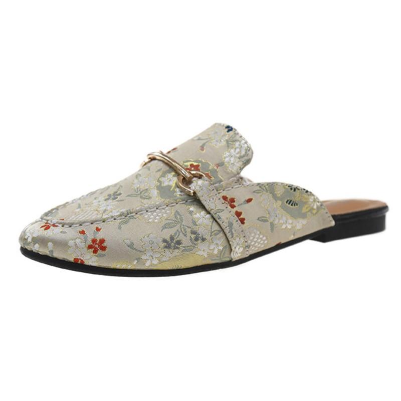 

Модные туфли-мюли большого размера в британском стиле с металлической вышивкой для женщин, на низком каблуке, с квадратным носком, сандалии-слипоны, летняя повседневная обувь 2025 42