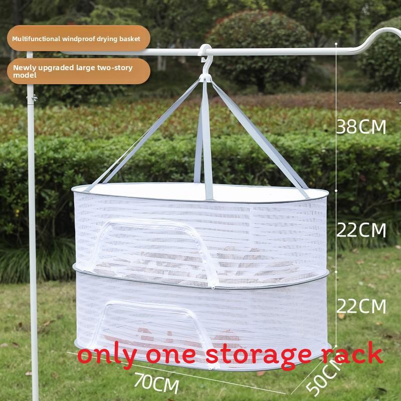 Collapsible Double Layer Clothing Drying Basket With Breathable Fabric For Home Use
