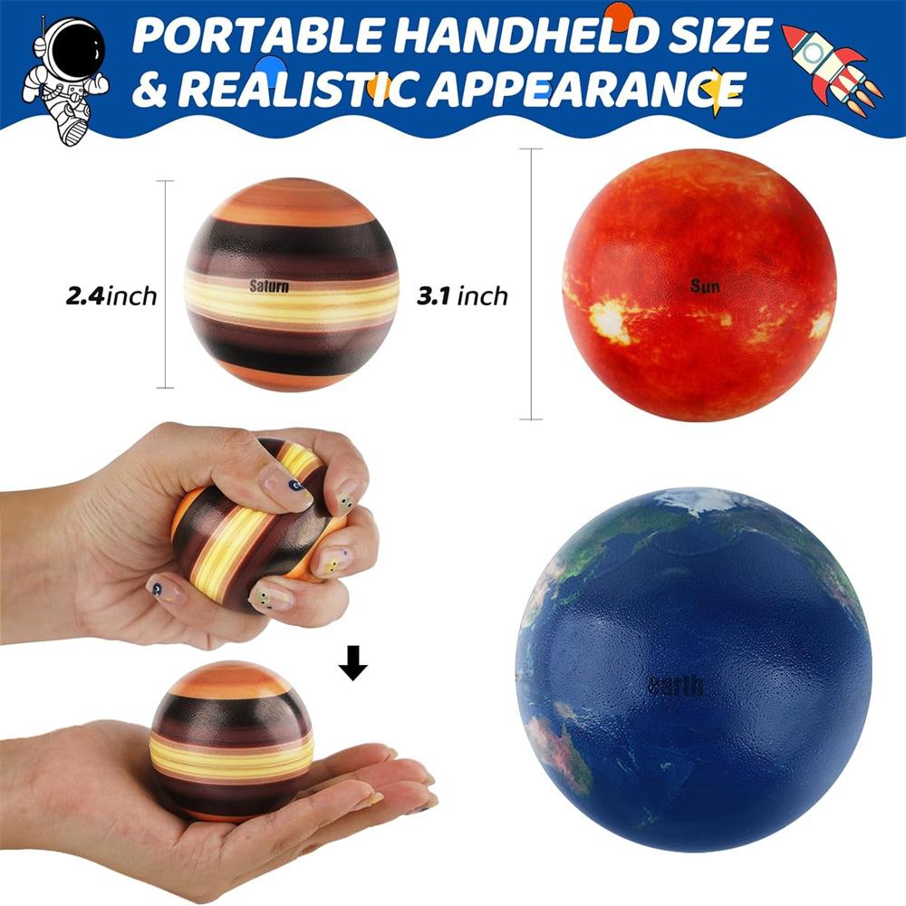 10PCS Solar System Planet Stress Balls Stress Relief Planets Balls Anti Stress Solar Educational Balls Birthday Gifts