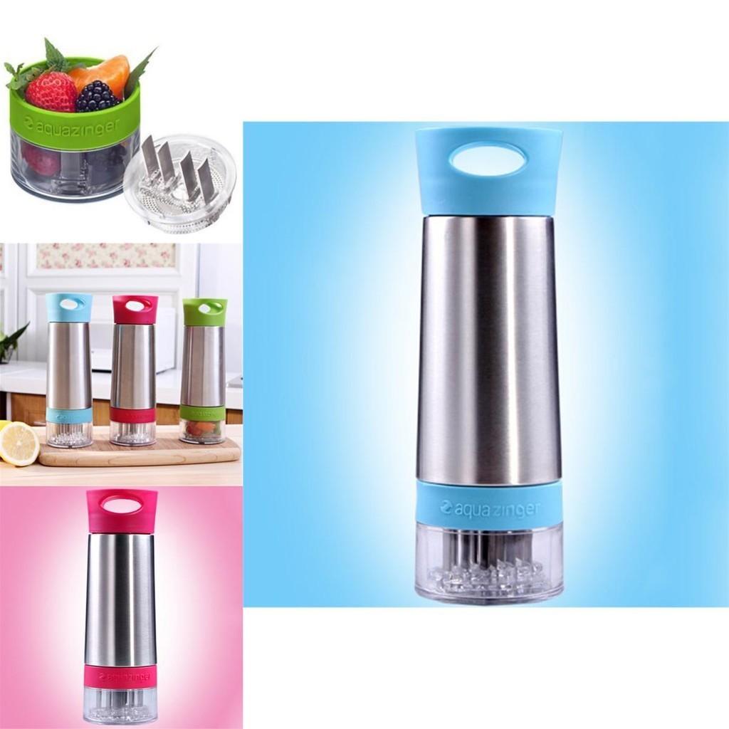 Aqua Zinger Flavor Infuser Portable Juice Cup With Hand Press Juicer For Refreshing Fruit Infusions