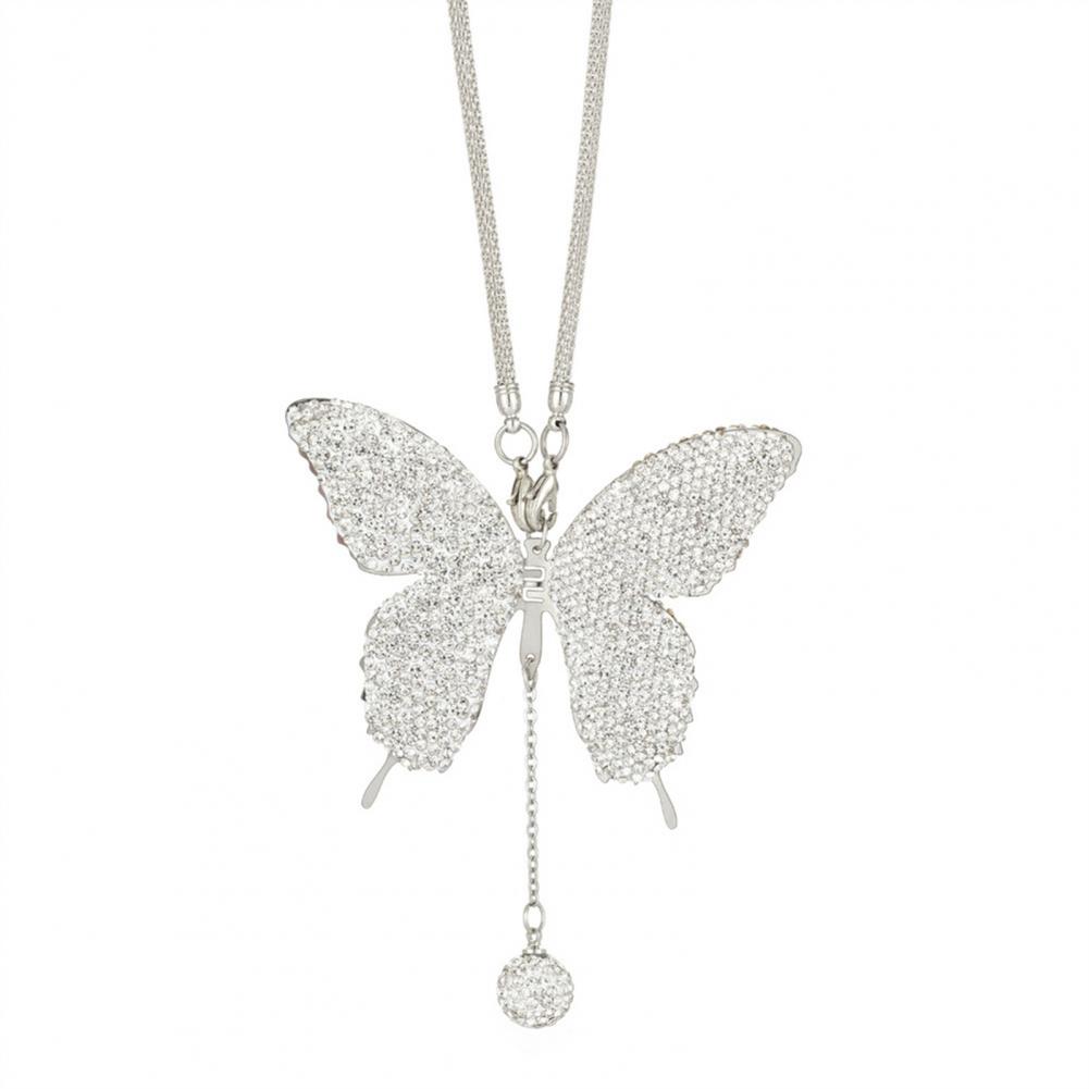 Rhinestone Pendant for Car Rearview Mirror High-quality Alloy Pendant for Car Decoration Elegant Faux Butterfly Car for Women
