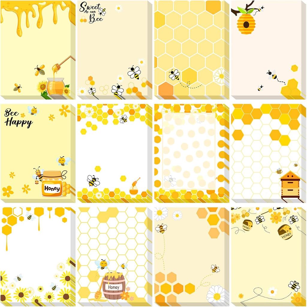 12 Pieces Bee Sticky Notes Bee Notepads Gifts 3x4 Inch Adhesive Honey Memo Notes for Women to Do List for Memo Reminder List for Office Home Supplies