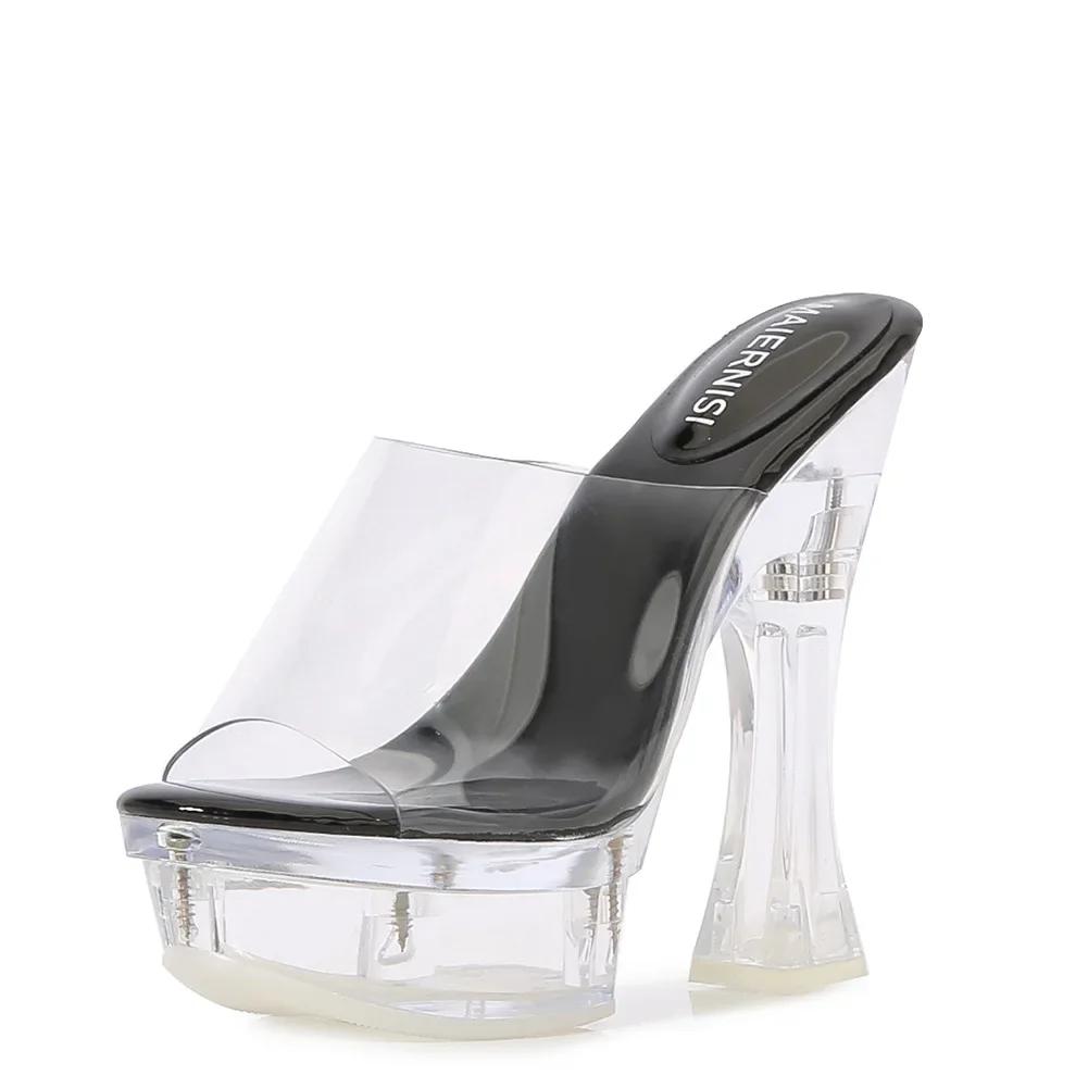 Mode Damen Hausschuhe Transparent Hausschuhe Hohe Absätze Damen Outdoor Sandalen Sommer Schuhe Frau High Pumps Hochzeit Absätze Hausschuhe
