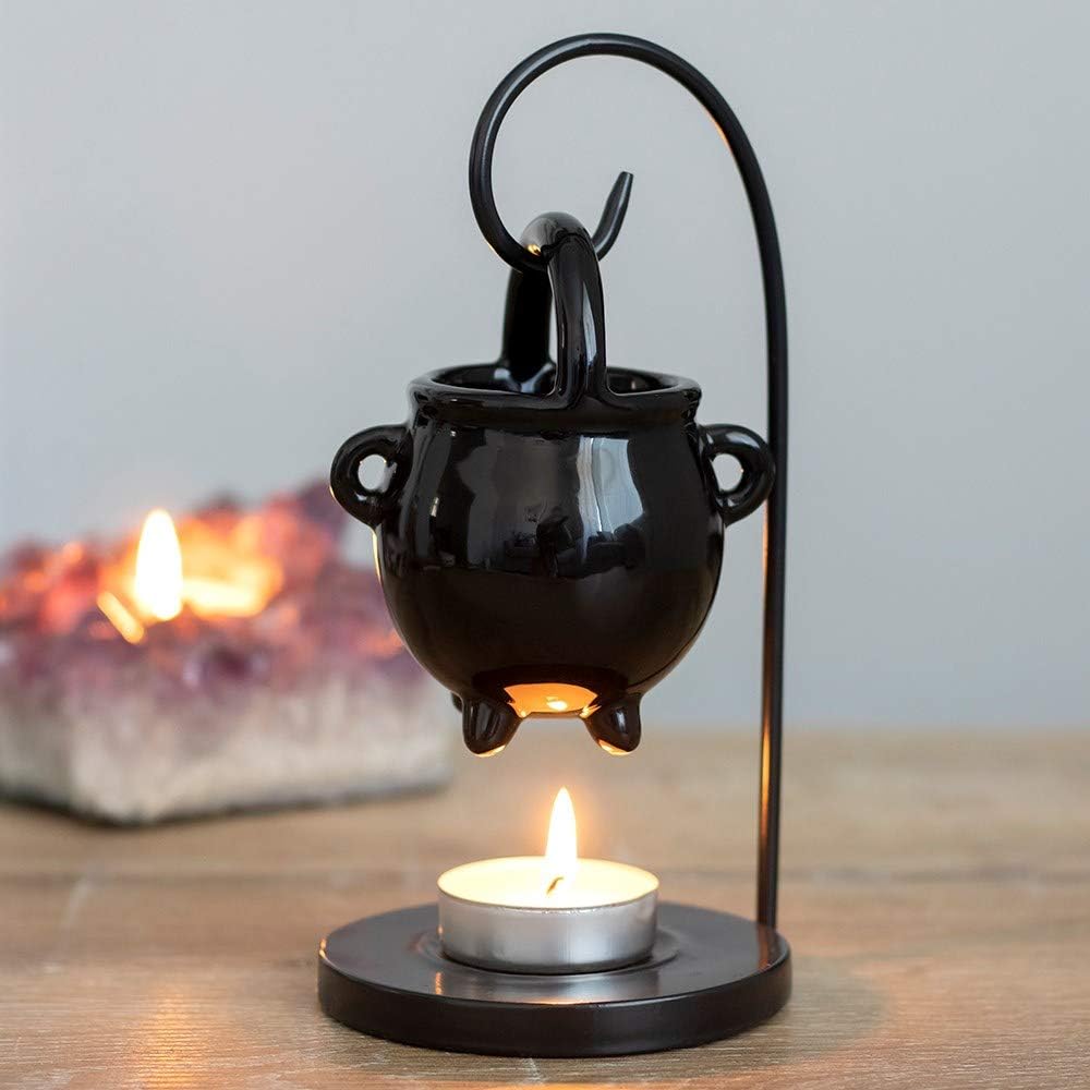 something different Spirit of Equinox Hanging Cauldron Pagan Oil Burner Witches Witchcraft Home Decor Black Wax Warmer Aroma Diffuser Candle Tealight
