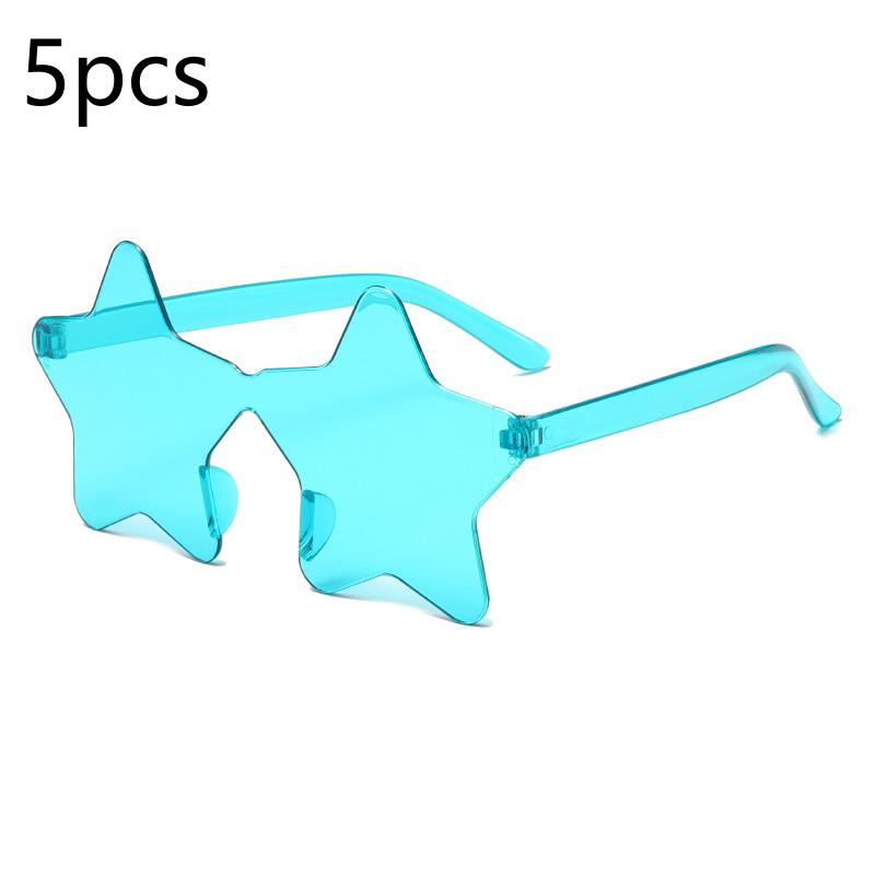 5 Stück Sternen-Sonnenbrillen Bunte Sternen-Brillen Transparente Süßigkeiten-Farben Sonnenbrillen für Männer Frauen Foto-Requisiten Geburtstagsparty Cosplay A13 blue