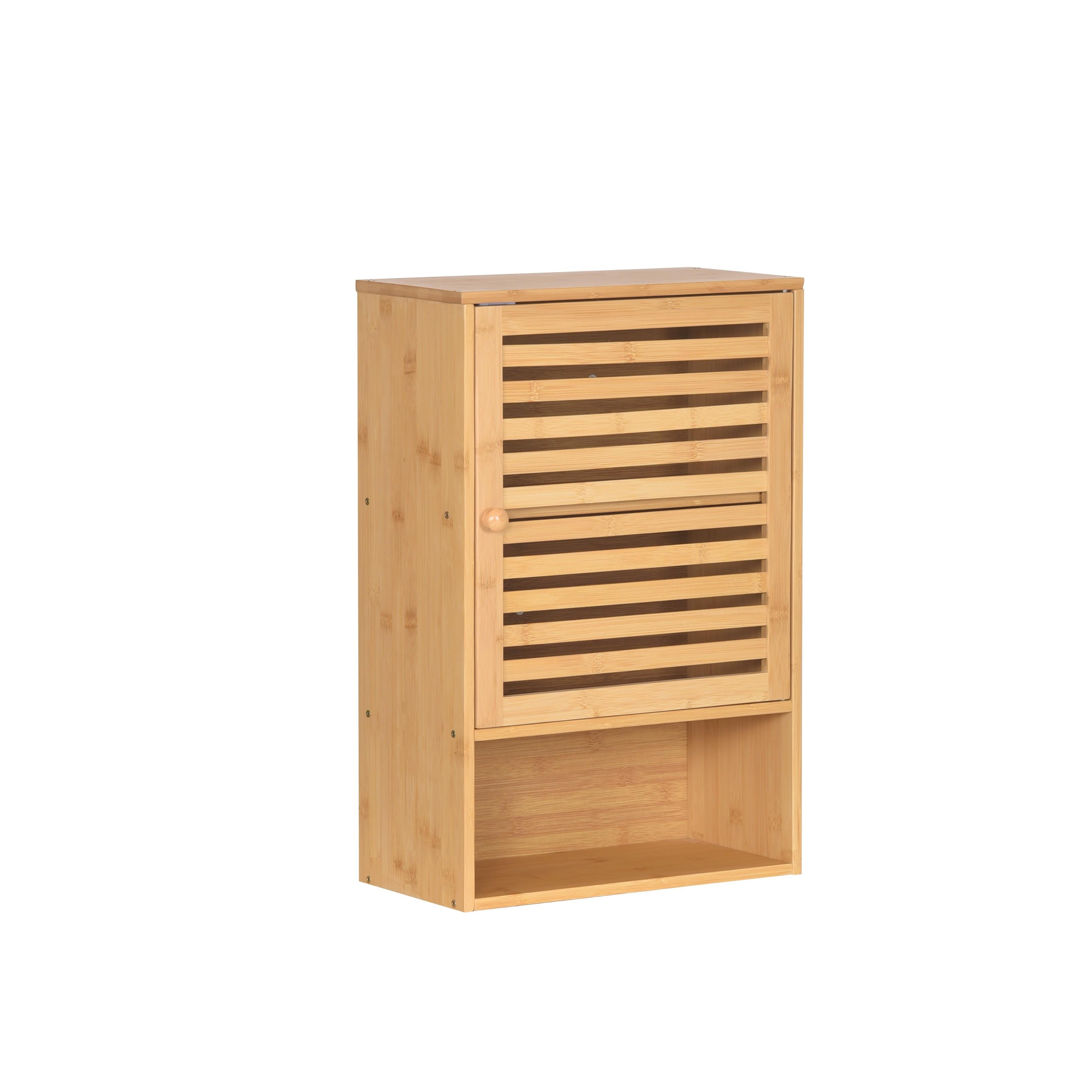 Bamboo Bathroom Cabinet Hanging Above The