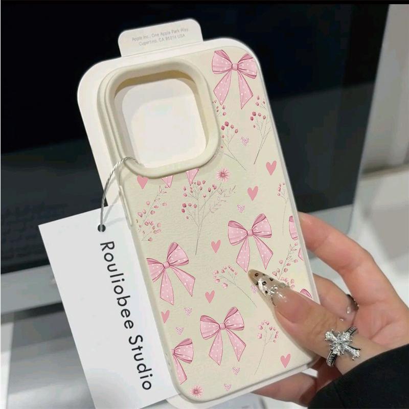 Pink Floral Bowknot Case For Samsung Galaxy A07 A36 5G A26 A06 A16 A15 A25 A55 A35 A54 A14 A34 A24 A32 A52 A72 A53 A33 A05 A05S
