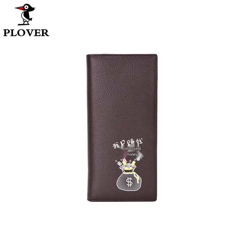 PLOVER Men s Long Cowhide Leather Wallet