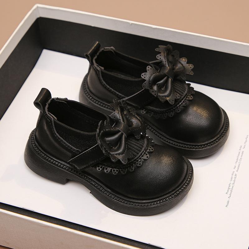 British Style Bowknot Girls Princess Leather Shoes Soft Sole Performance Flats
