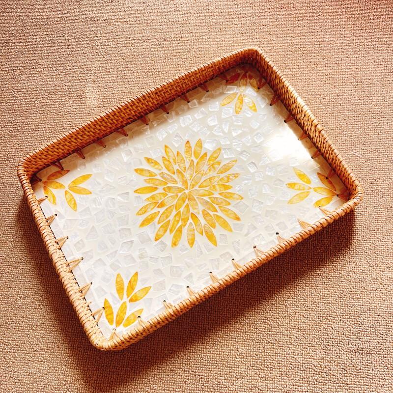 Rattan Woven Shell Serving Tray