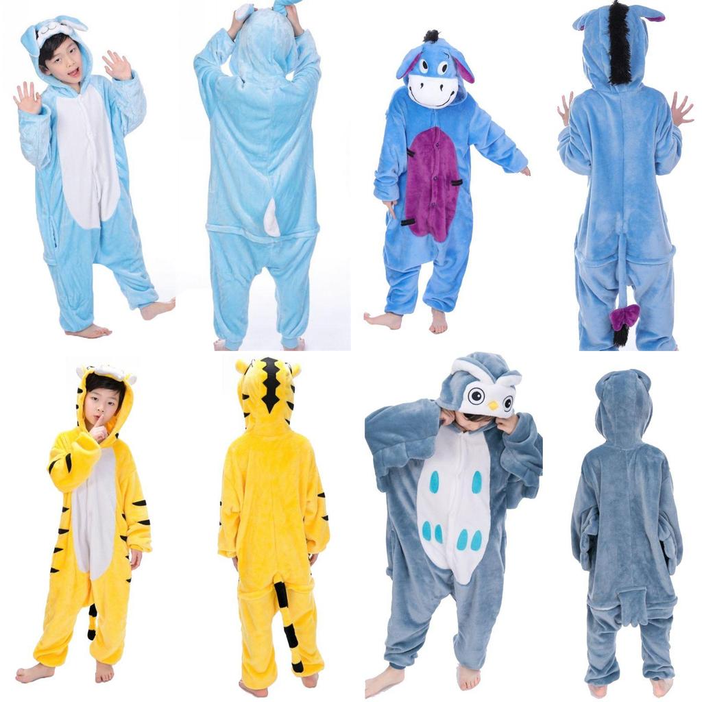 Stylish Animal Flannel Onesie Pajamas For Kids Soft Sleepwear Perfect For Home Lounging