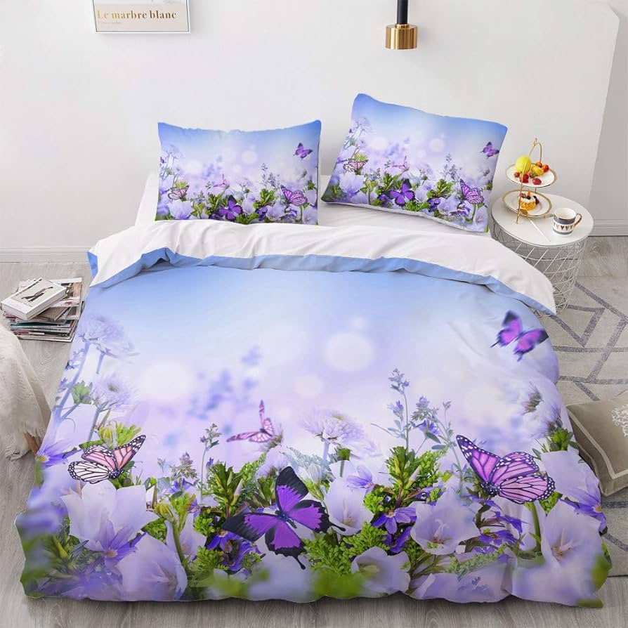 Butterfly Duvet Cover Wild Animal Bedding Set Microfiber Comforter Cover Full Queen King For Girls Teens Adult Room Dorm Decor