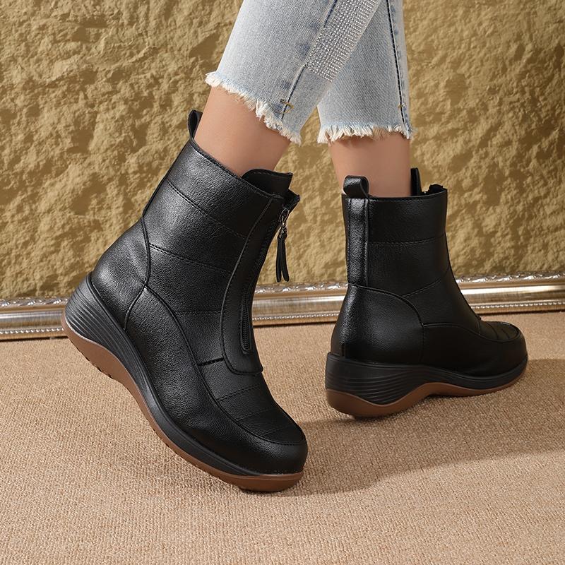 Warm Short Boots Ladies Boots WinterNew -Selling Fleece-Lined Thickened Wedge Short Boots
