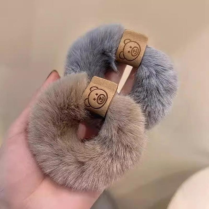 Herbst und Winter Plüsch Patch Bär Handtuch Ring Haargummi koreanischen Stil Haar-Accessoires Stirnband dicke hochelastische Haarseil