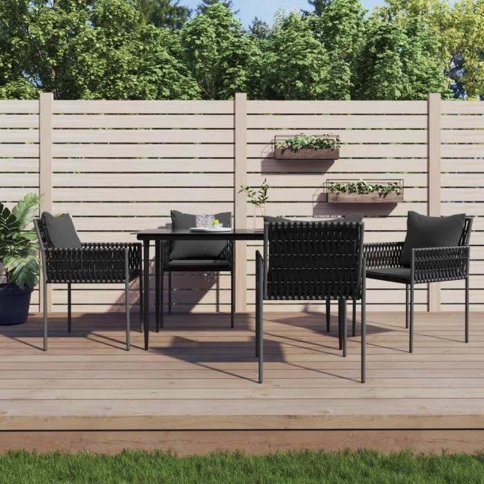 VidaXL Chaises de jardin avec coussins lot de 4 noir 54x61x83 cm rotin 3187089