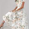 Womens Loose Fit Cotton Print Short Sleeve Round Neck Midi Dress Casual Wear