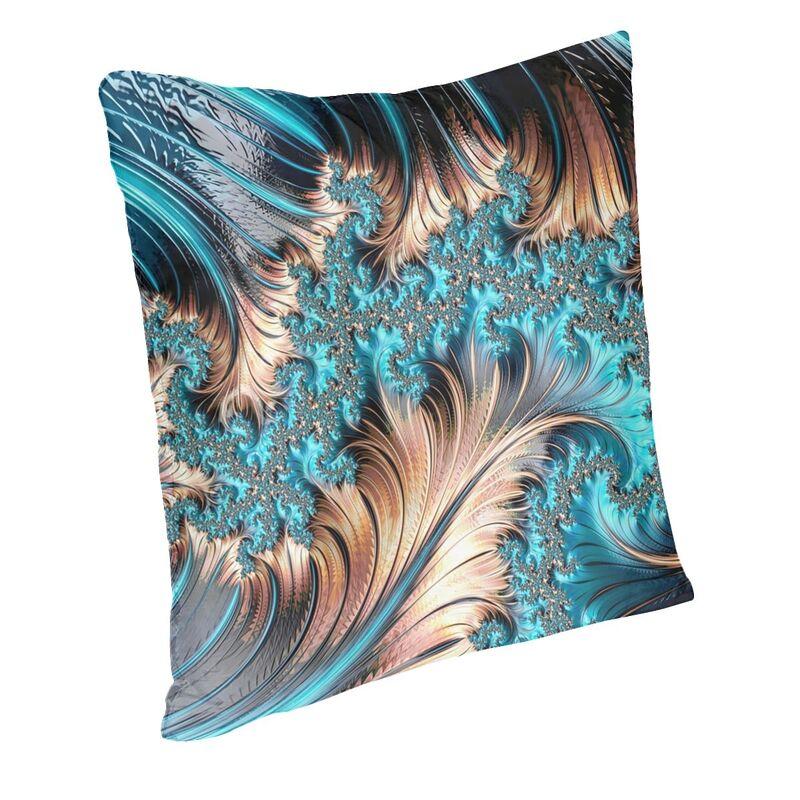 Turquoise Gems Geometric Art Cushion Cover 45X45Cm Home Decor 3D Print Elegant Copper And Teal Fractal Four Throw Pillow Case