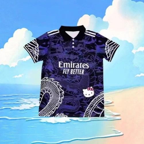 2025 Summer Fashion Casual Sanrio Hello Kitty 3D Breathable Quick Drying Breathable Quick Drying Polo Shirt