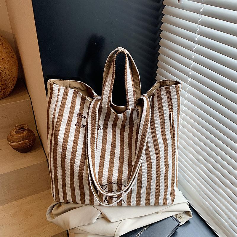 Casual Canvas Bag Korean Lazy Style Handbag 2025 New Large-capacity Tote Bag Fashionable Double-sided Shoulder Bag