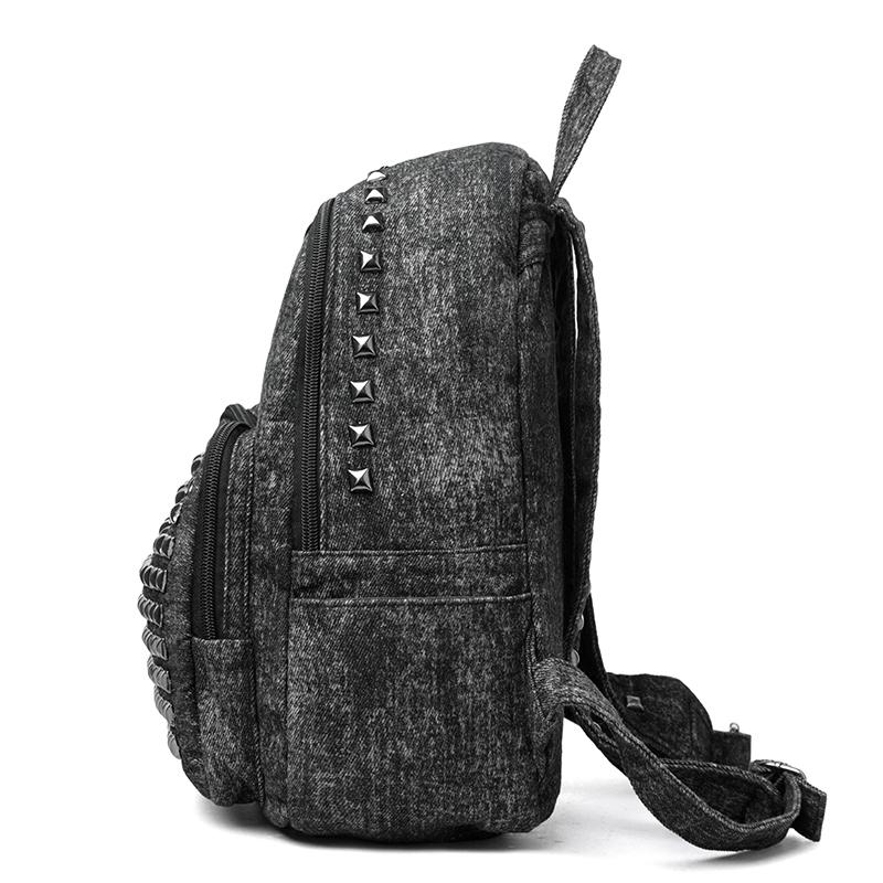 Mochila com Rebites Mochila Punk de Brim