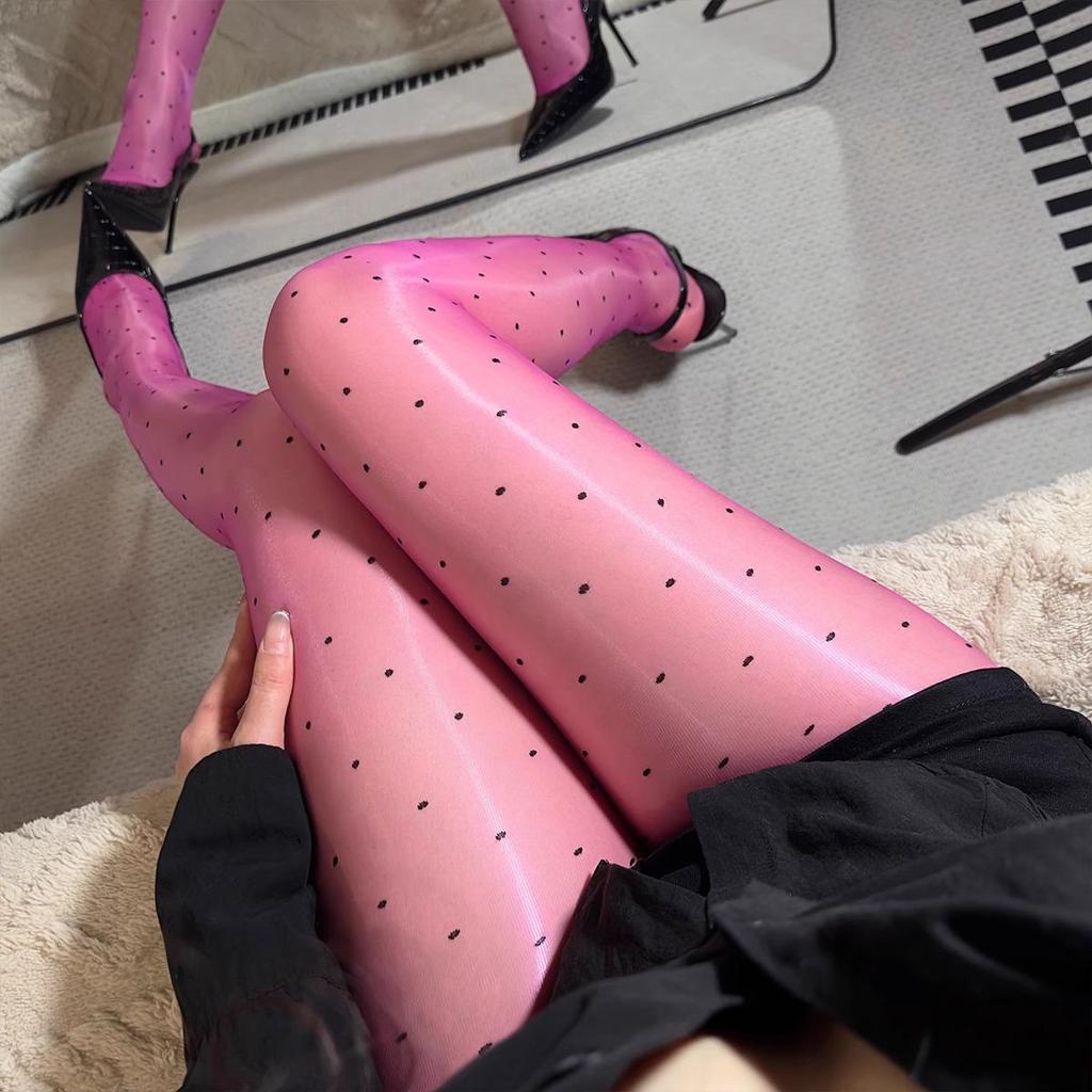 Sweetheart Seamless Heart Polka Dot Ultra-Thin Glossy Tights for Women - Sexy Silky Smooth Finish