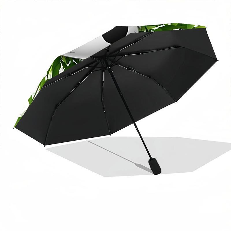 1pc Panda Bamboo Automatic Folding Umbrella - 8-Rib Compact Travel Umbrella Durable & Portable for Outdoor Use, Perfect Gift032