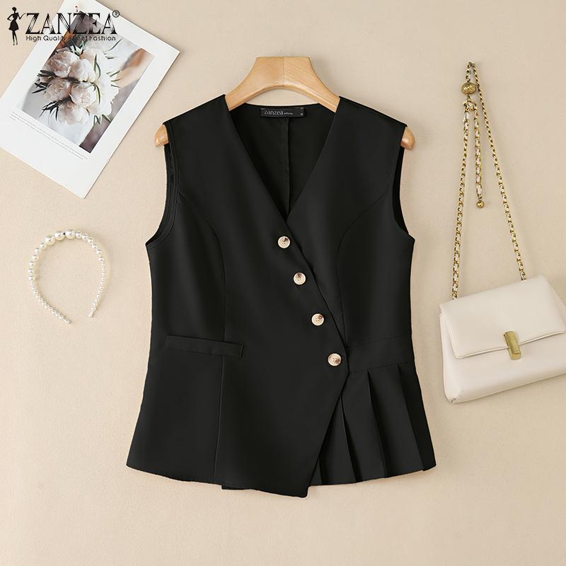 ZANZEA Women Summer V-Neck Casual Sleeveless Vest Tops
