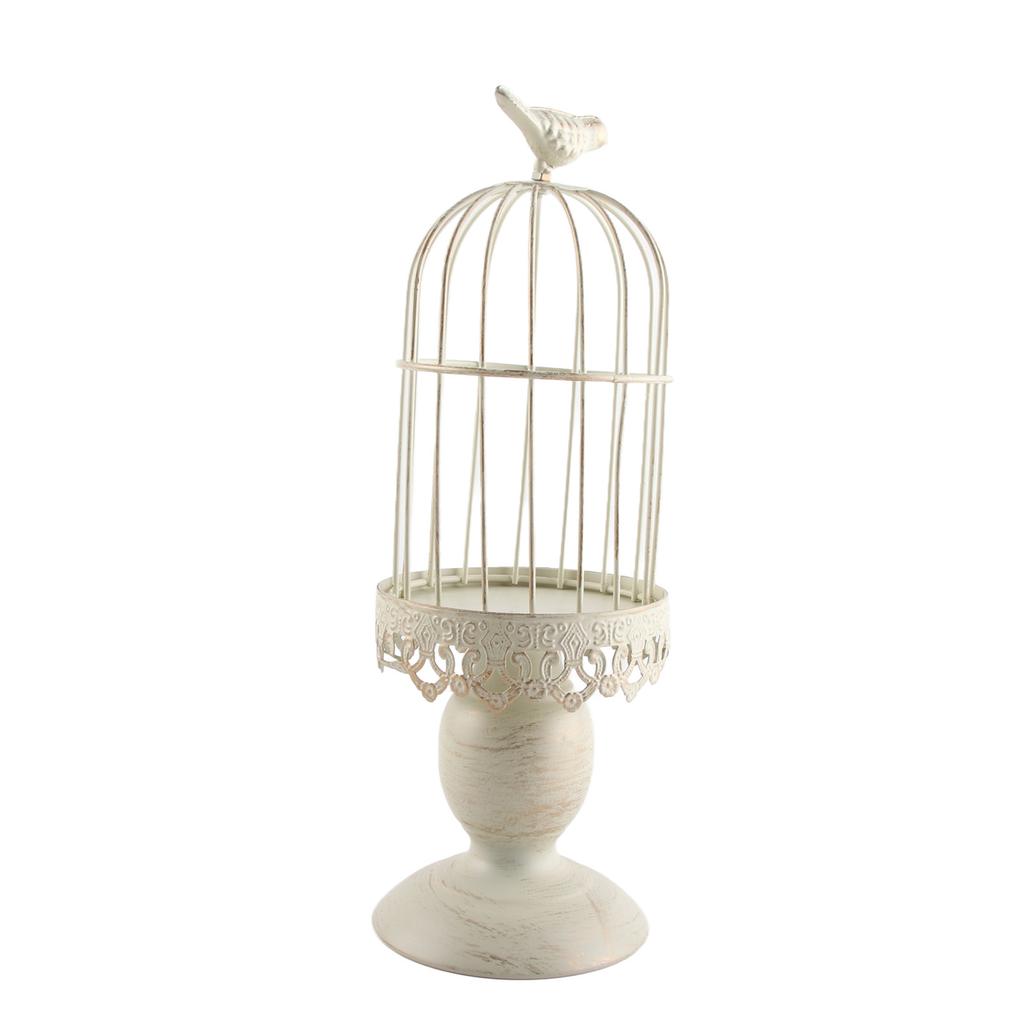 Candle Holder White Vintage Bird Cage Type Carved Candlelight Stand Table Decoration for Banquet Dinning Party