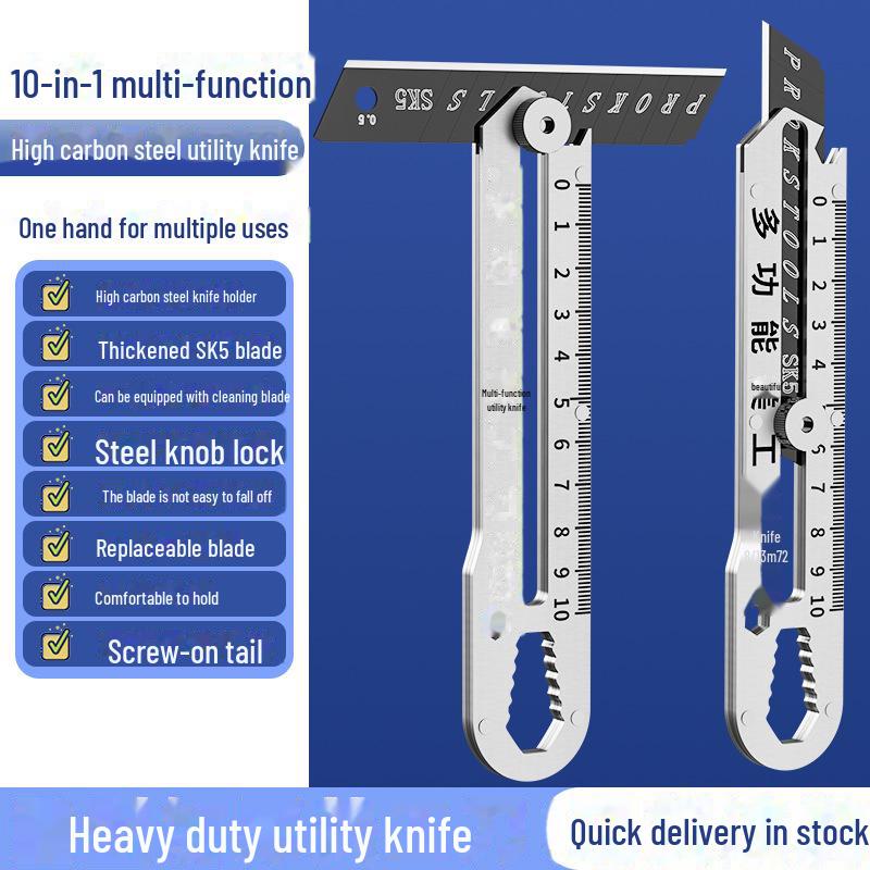 Heavy-Duty Stainless Steel Utility Knife - Large Industrial Grade Box Cutter