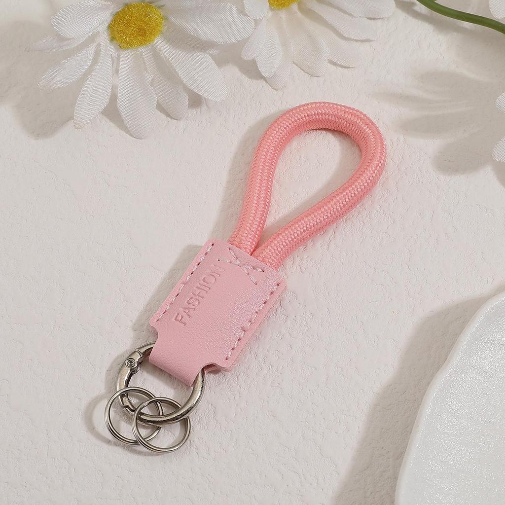 Handwoven Genuine Leather Keychain Pendant - Embossable Logo, High-Quality Lanyard, Anti-Loss Car Keychain.