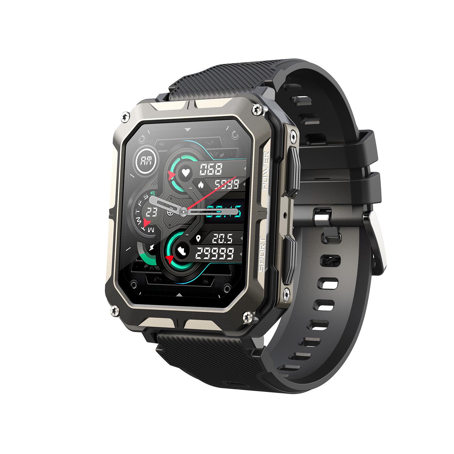 

C20pro Bluetooth Smartwatch: Outdoor-Proof, Waterproof, Pedometer, Heart Rate, Blood Pressure, Oxygen Monitoring, Multi-Sport Tracker чорний